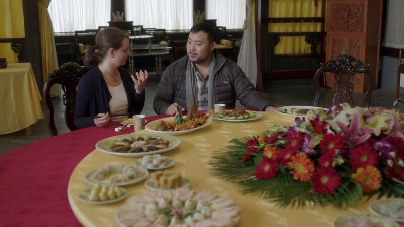 Fuchsia Dunlop, David Chang in Ugly Delicious. Courtesy Netflix