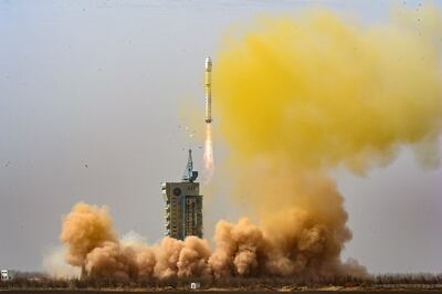 A Long March-2D carrier rocket carrying Yunhai-2 02 satellites blasts off from the Jiuquan Satellite Launch Center in northwest China, 21 March 2024. China on 21 March sent a group of satellites into space from the Jiuquan Satellite Launch Center in northwest China and the satellites have entered the planned orbit. Thousands more satellites are expected in orbit in the coming years.   EPA / XINHUA  /  LIU FANG CHINA OUT  /  UK AND IRELAND OUT   /        MANDATORY CREDIT  EDITORIAL USE ONLY  EDITORIAL USE ONLY