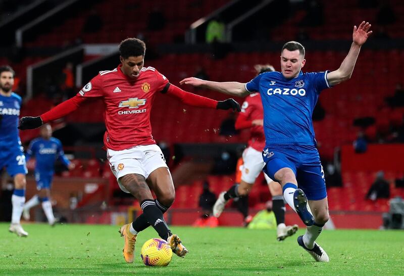 Michael Keane, 6 - Started brightly with important interventions to keep Victor Lindelof and Cavani at bay. He was taken out of the game by Rashford’s superb delivery as United went in front, but his clipped ball into the box set up Dominic Calvert-Lewin to make it 3-3. EPA