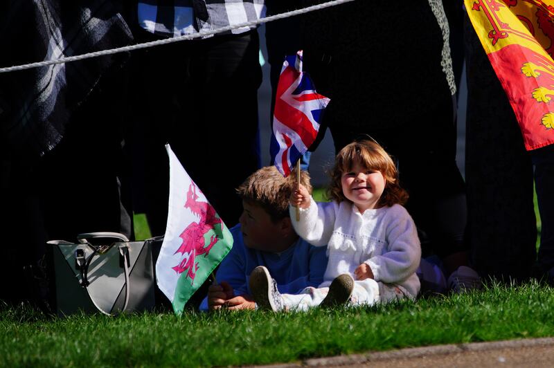 Lilly Bromley aged 2 from Pontypool waves a Union flag at Cardiff Castle. PA