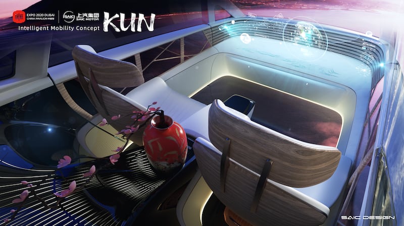 Inside the cabin of the Kun car