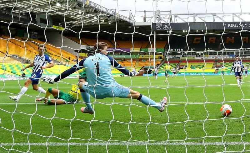 NORWICH RATINGS: Tim Krul - 7: No repeat of his nightmare error at Arsenal. No chance with Brighton's goal and decent save from swerving Bissouma drive in second half. Getty