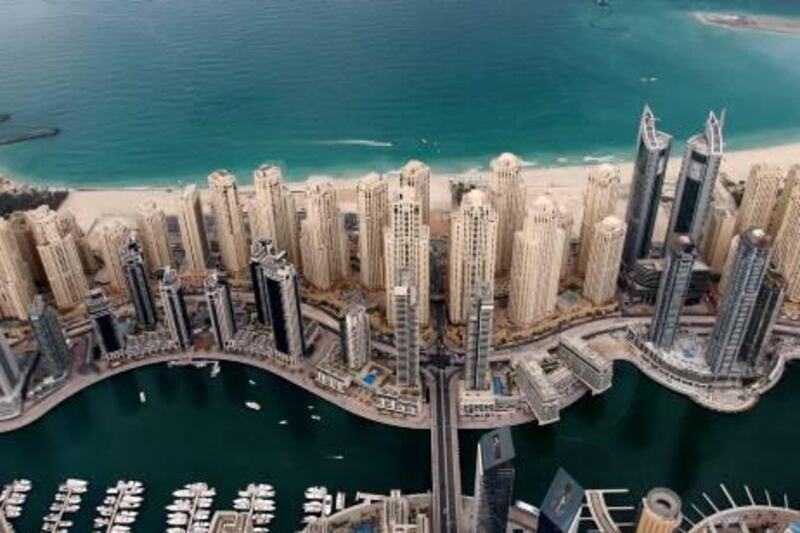Dubai, United Arab Emirates, Dec 7 2011,  Aerial Stock image of the JBR  and Dubai Marina area  Mike Young / The National 