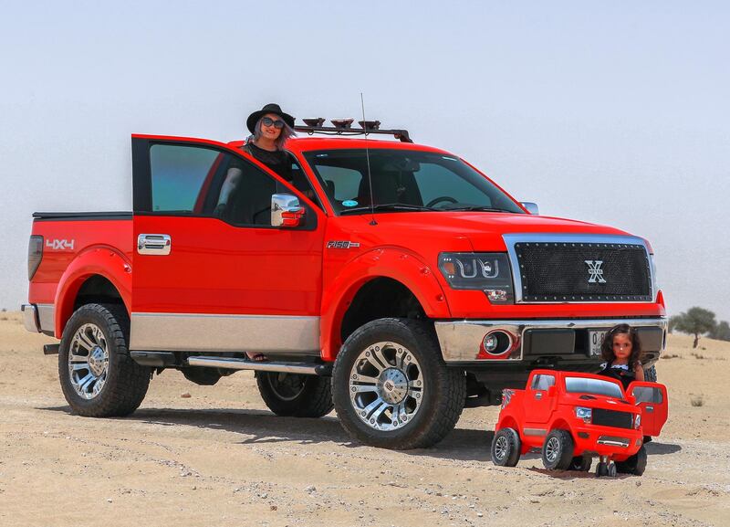 Dubai, U.A.E., June 10,2018.
Brief: To coincide with the 70th anniversary of the Ford F-Series truck, we’re interviewing members of the UAE drivers’ club about their trucks and why they love them so much (Shomyza Shamrez and Emirati owner of a vintage Ford truck – I don’t have his name yet, the PR is coordinating) 
Victor Besa / The National
Reporter:  Adam Workman
Section:  Motoring