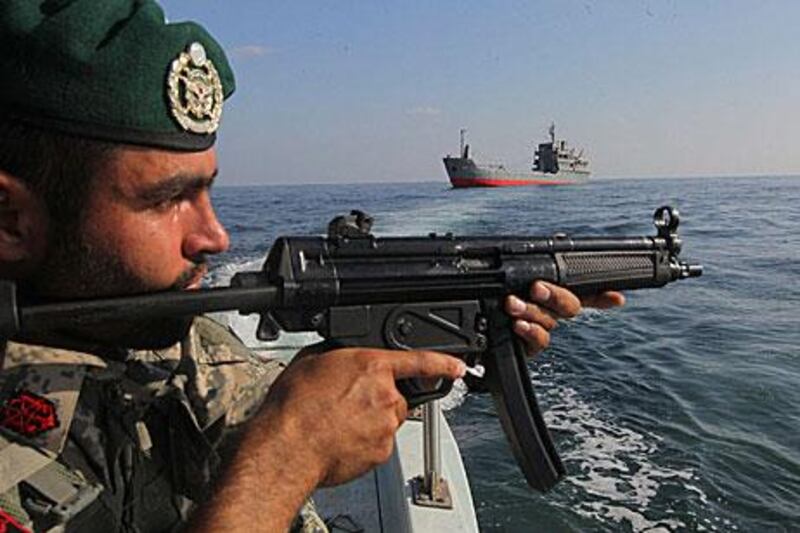Iran's navy has been participating in war-games in which it claims a US aircraft carrier entered its manoeuvres zone.