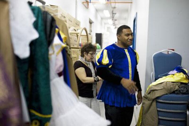 Lele Tusitala, who plays the role of Beast, gets dressed for the rehearsal of <i>Beauty and the Beast</i>.