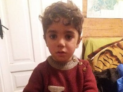Arias, 2, pictured at the holiday home in Poland where he spent a night in the EU.
