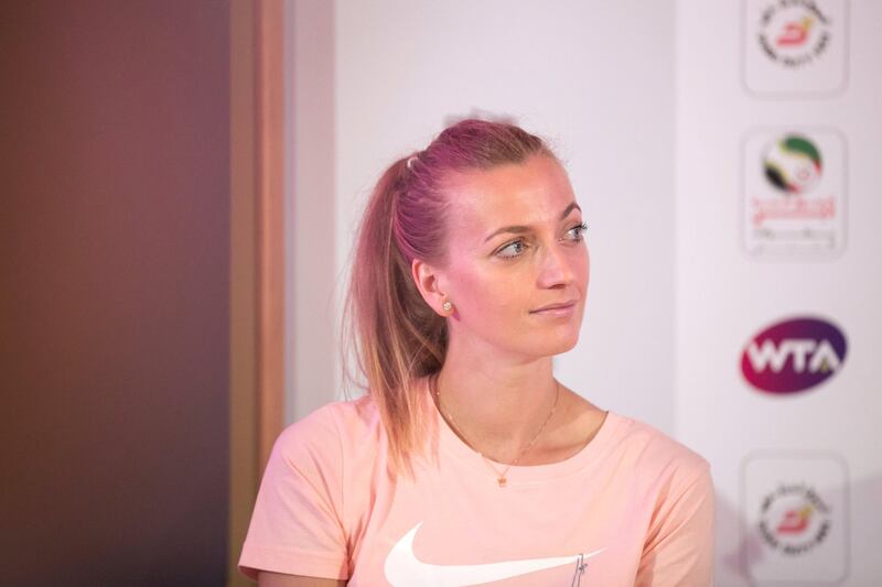 Dubai, UNITED ARAB EMIRATES - FEBRUARY, 16 2019.

Tennis star Petra Kvitova  at Dubai Duty Free Tennis Championships official draw today.

(Photo by Reem Mohammed/The National)

Reporter: 
Section:  SP