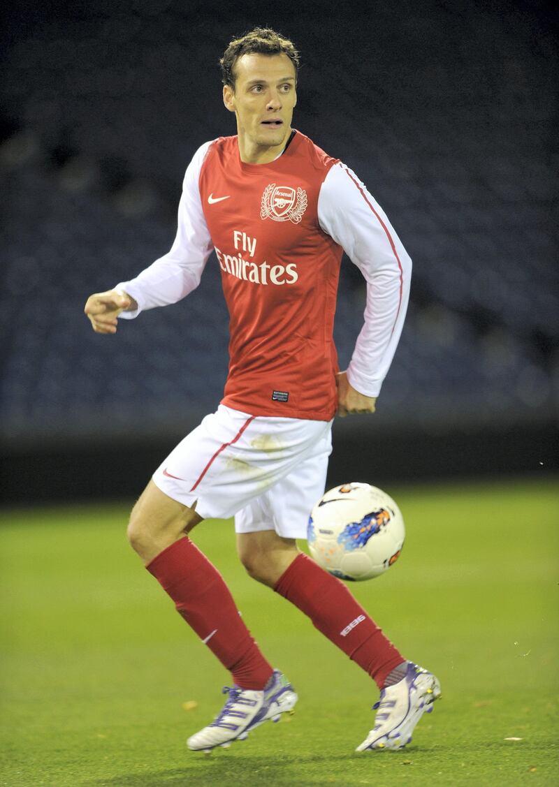 WEST BROMWICH, ENGLAND - OCTOBER 18:  Sebastian Squillaci of Arsenal during the Barclays Premier Reserve League match between West Bromwich Albion Reserves and Arsenal Reserves at The Hawthorns on October 18, 2011 in West Bromwich, England.  (Photo by David Price/Arsenal FC via Getty Images)