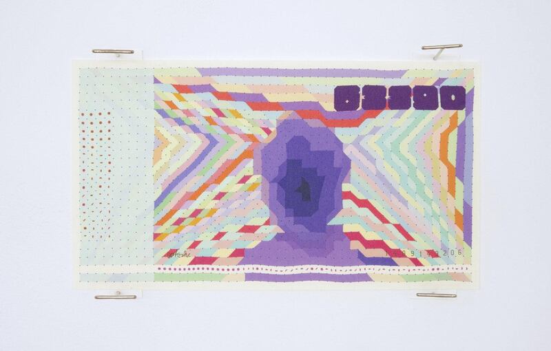 Block Bills by Matthias Dorfelt features a series of 64 banknotes generated from the Bitcoin Blockchain. Lumen Prize Shortlist Still Image Award 2017.