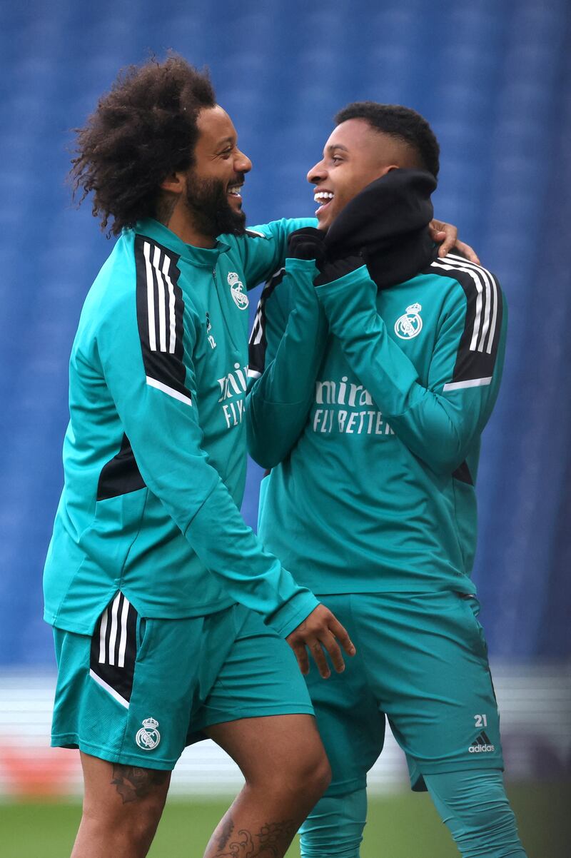 Real Madrid's Marcelo and Rodrygo during training. Action Images