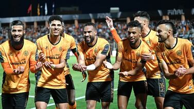 Berkane players celebrate during their 2-1 victory over Zamalek in the first leg of the CAF Confederations Cup final held in Morocco. Photo: CAF