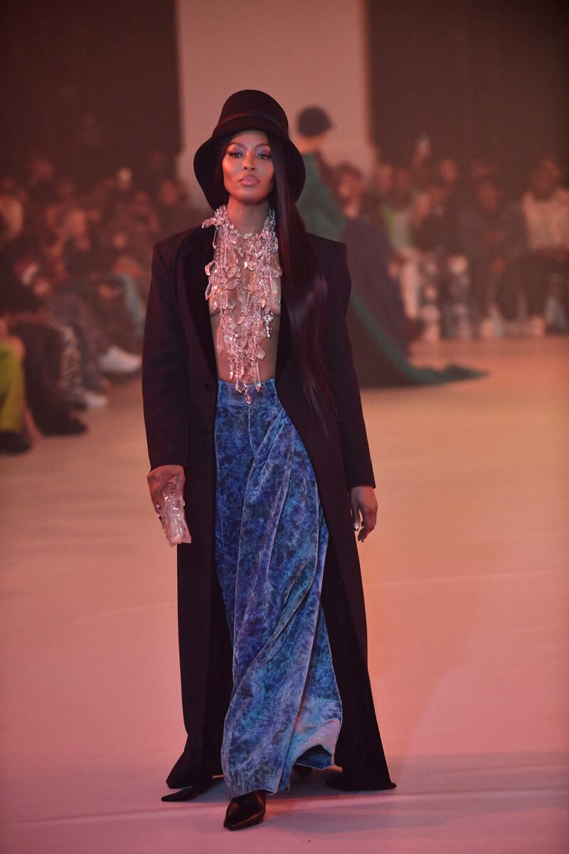 British model Naomi Campbell was among the famous faces on the catwalk. AFP