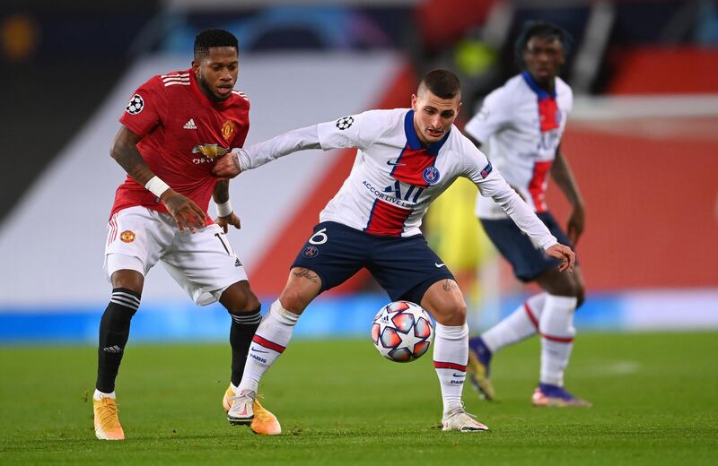 Marco Verratti, 7 - Like Paredes alongside him, he was involved in most of the tie’s less glamorous moments, but in doing so he was effective in disrupting United’s rhythm - and he was again involved in the exchange that saw Fred finally dismissed. Getty Images