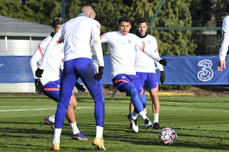 COBHAM, ENGLAND - DECEMBER 01:  Thiago Silva of Chelsea during a training session at Chelsea Training Ground on December 1, 2020 in Cobham, United Kingdom. (Photo by Darren Walsh/Chelsea FC via Getty Images)