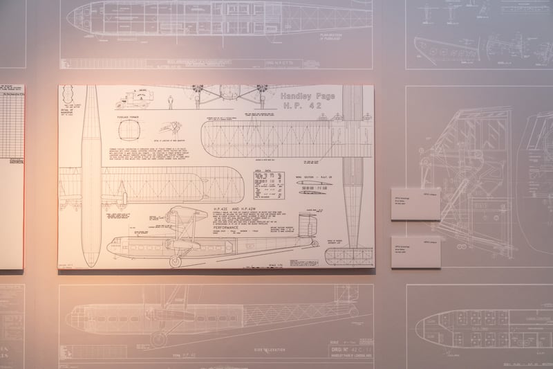 A technical drawing of the Handley Page HP42, from the Sharjah Air Station: The First Landing 90 Years Ago exhibition.Photo: Sharjah Museums Authority