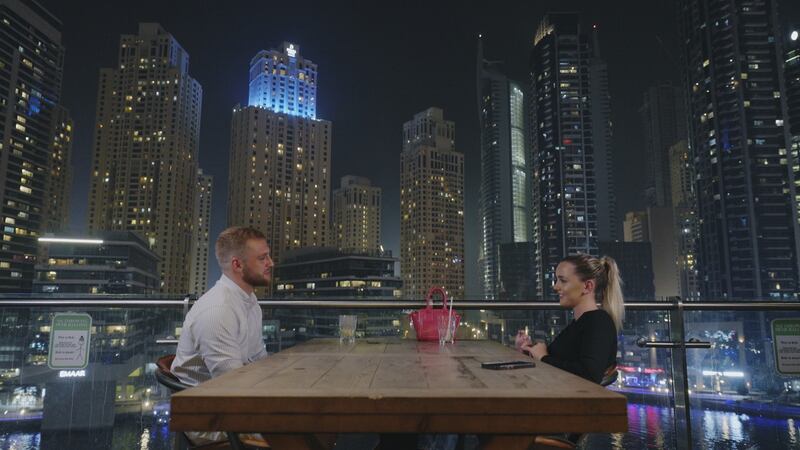 Ellie Washington, right, and Billy Osborne on a date in 'Dubai Hustle'.