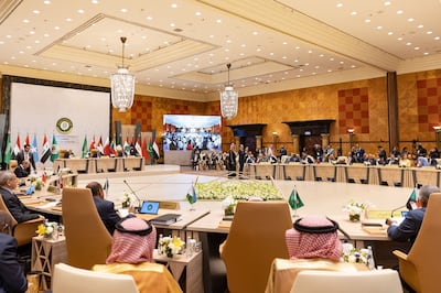 Delegates at the Arab foreign ministers' preparatory meeting ahead of the summit in Jeddah. SPA