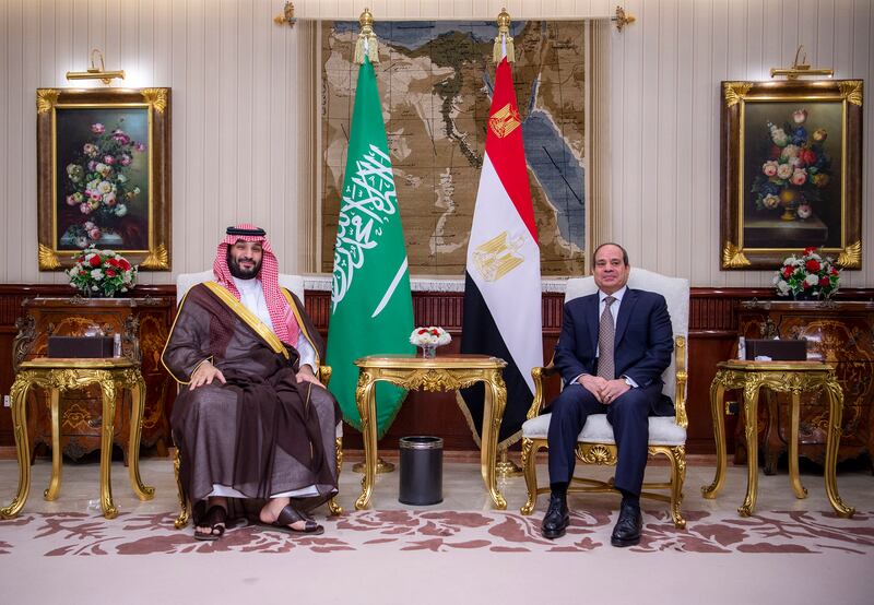 Prince Mohammed, left, and Abdel Fattah El Sisi. EPA