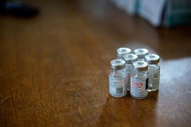 Moderna Covid-19 vaccines are prepared at a rural vaccination site in Columbus, New Mexico. Reuters