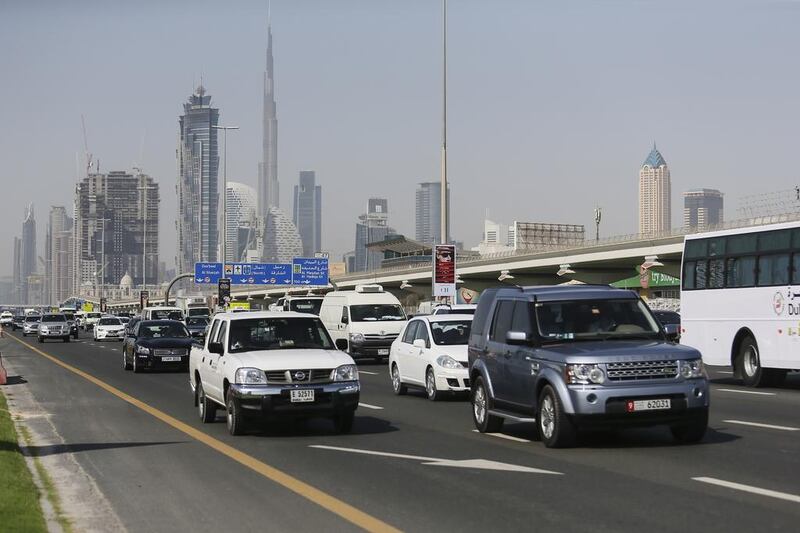 In 2013, traffic congestion cost Dubai’s economy nearly Dh3 billion in lost working hours, time and fuel. Sarah Dea / The National