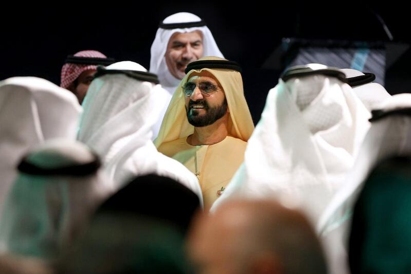 Sheikh Mohammed bin Rashid, Vice President and Ruler of Dubai, arrives to attend a ceremony to launch the Mohammed bin Rashid Global Centre for Endowment Consultancy social initiative on March 22, 2016. Karim Sahib / AFP