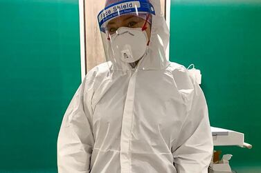 Dr Budoor Al Budoor, an intensive care specialist working in London's King's College Hospital, is pictured in personal protective equipment.