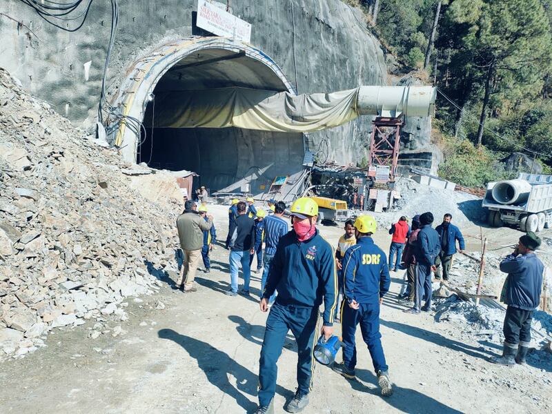 About 40 people are believed to be trapped after the Uttarkashi road tunnel collapsed. AP