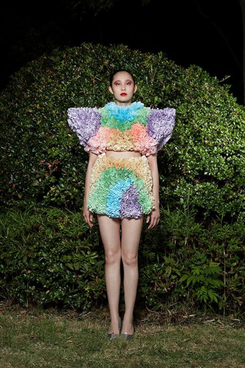 Tomo Koizumi pictured its collection in a Japanese garden for spring / summer 2021. Courtesy Tomo Koizumi