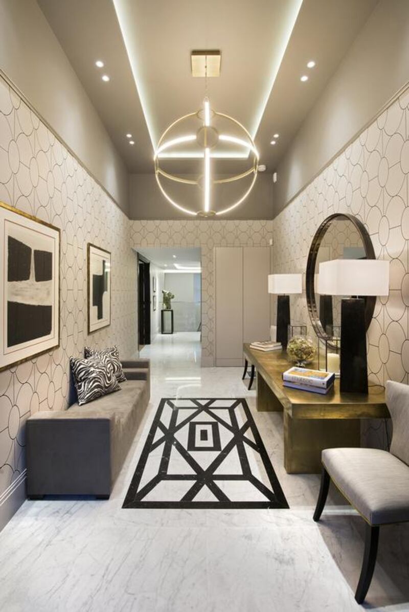 Hallway in one of the residences at The Park Crescent. Courtesy Amazon Property