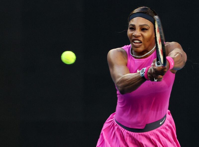 Serena Williams on her way to victory over Tsvetana Pironkova. Reuters