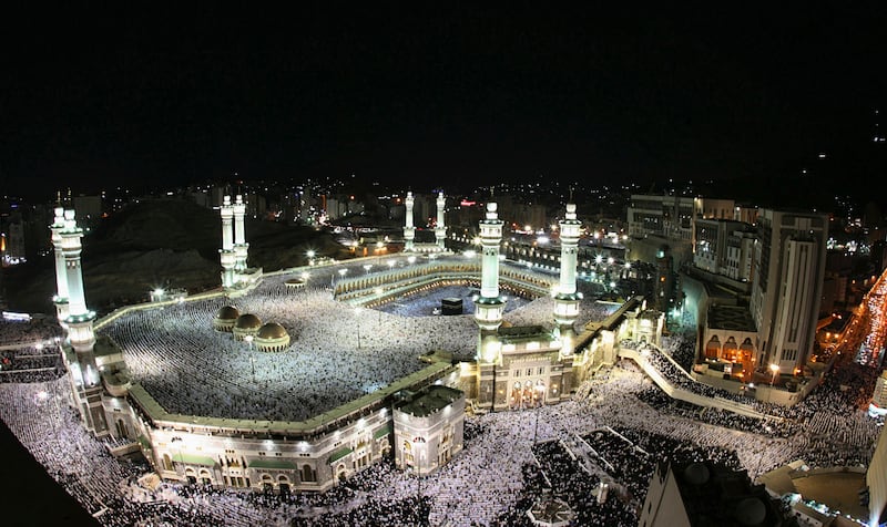 Hundreds of thousands of worshippers circle the Kaaba inside the Grand Mosque at Makkah during Ramadan on September 26, 2008. This year kicked off a 40bn-riyal expansion project, beginning with the expropriation of 300,000 square metres of land surrounding the mosque. Reuters