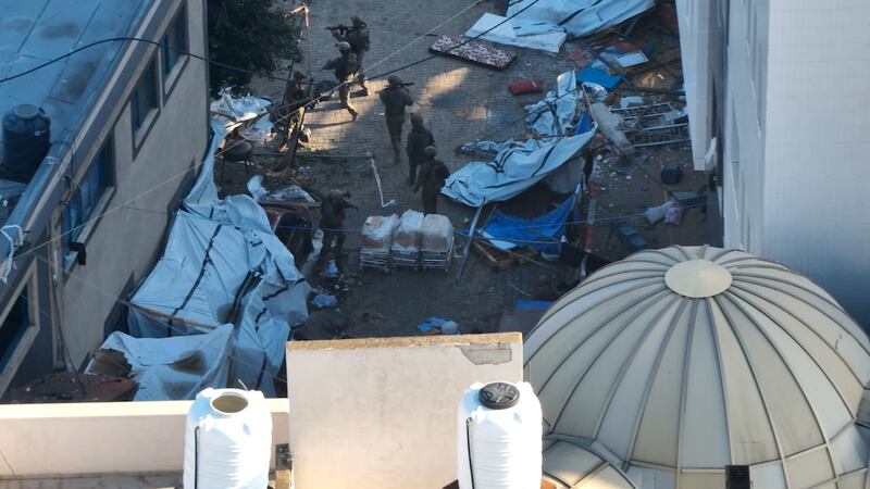 Israeli soldiers inside Al Shifa Hospital complex. Reuters