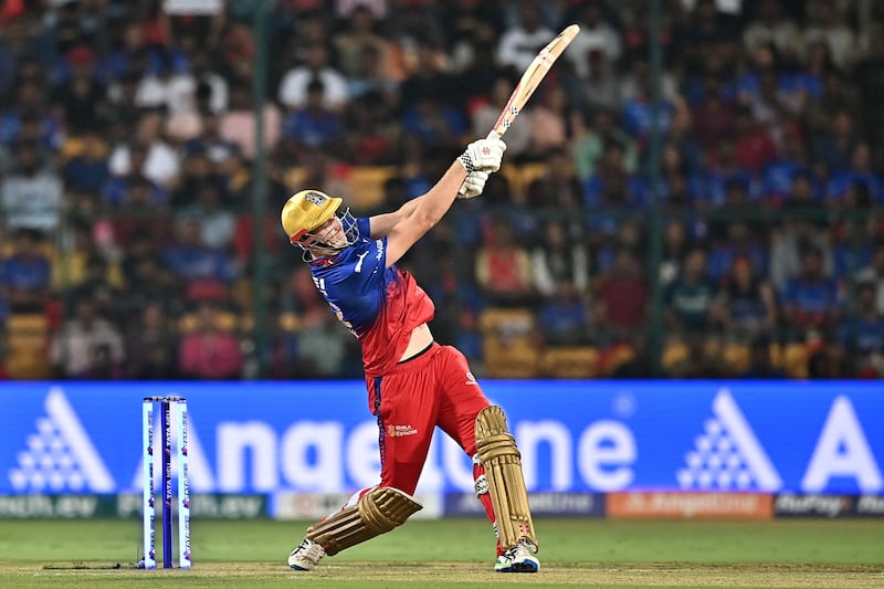 Royal Challengers Bengaluru's Cameron Green hits out. AFP