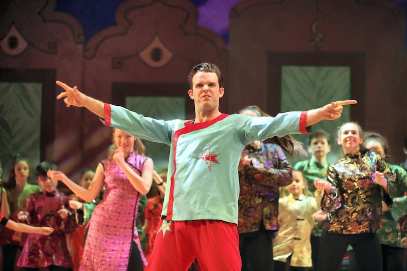 Dubai, United Arab Emirates - December 19, 2018: Hadley Smith who plays Wishee Washee. The Madinat Theatre is putting on the pantomime Aladdin over the Xmas holidays. Wednesday the 19th of December 2018 at the Madinat Theatre, Dubai. Chris Whiteoak / The National