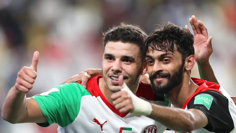 Zayed Al Ameri of Al Jazira celebrates after scoring. EPA