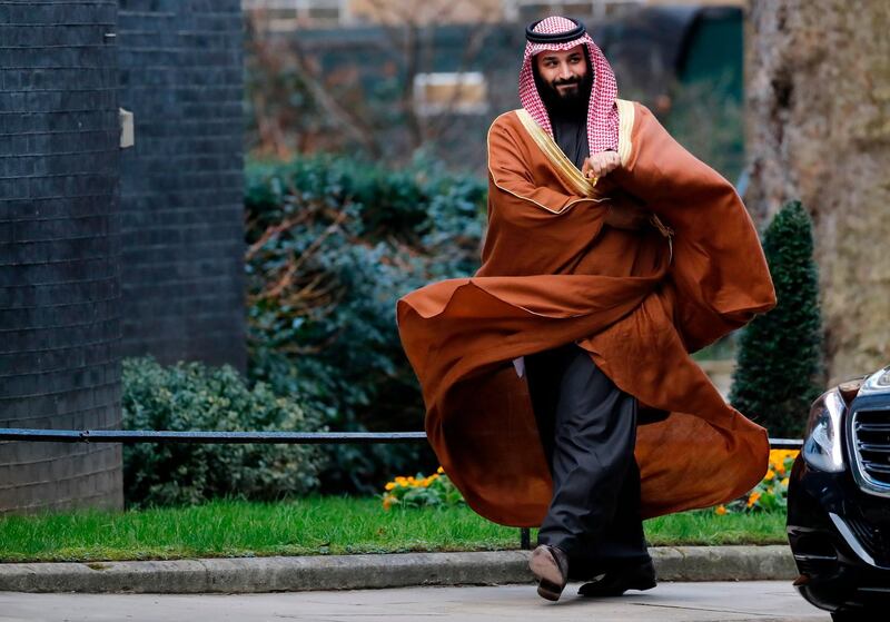 Saudi Arabia's Crown Prince Mohammed bin Salman arrives for talks at 10 Downing Street, in central London on March 7, 2018.
British Prime Minister Theresa May will "raise deep concerns at the humanitarian situation" in war-torn Yemen with Saudi Crown Prince Mohammed bin Salman during his visit to Britain beginning Wednesday, according to her spokesman. / AFP PHOTO / Tolga AKMEN