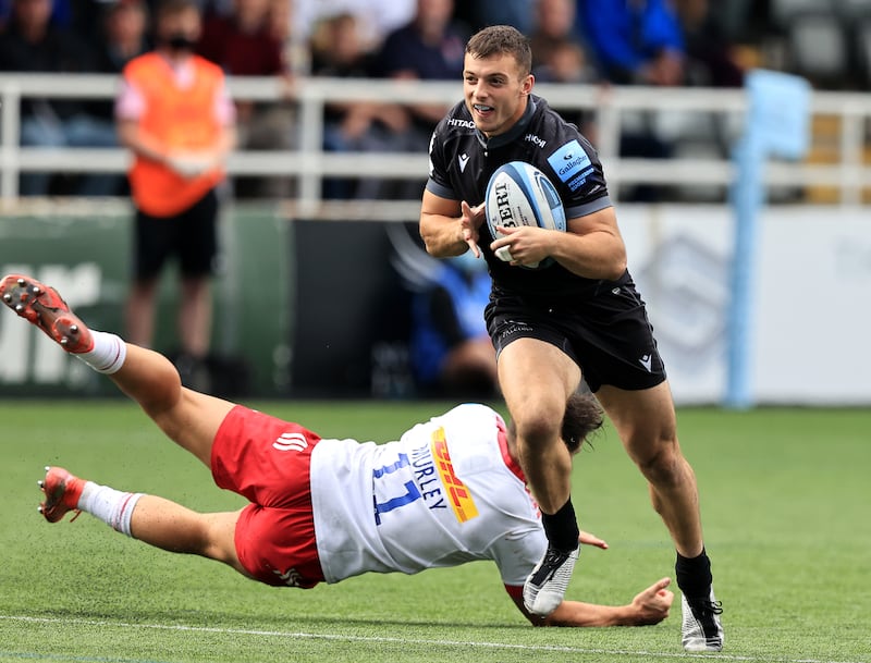 Adam Radwan of Newcastle Falcons goes past Cadan Murley of Harlequins at Kingston Park. Getty Images