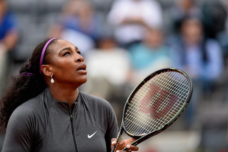 Serena Williams of the United States reacts during her match against Christina Mchale of the United States during their match at the Italian Open. Dennis Grombkowski / Getty Images