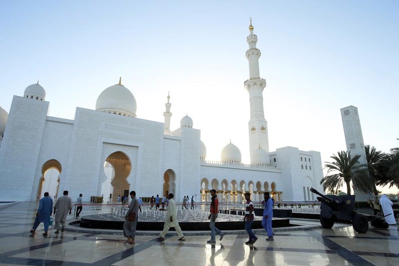 The Sheikh Zayed Grand Mosque in Abu Dhabi. Al Isra Wa Al Miraj will fall on Wednesday but it will not be marked with a public holiday in the UAE this year. Chris Whiteoak for The National