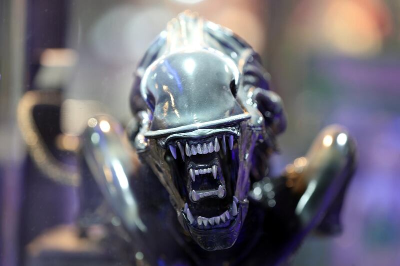 Dubai, United Arab Emirates - May 26, 2019: Photo Project. Alien warrior from the Alien series of films. Comicave is the WorldÕs largest pop culture superstore involved in the retail and distribution of high-end collectibles, pop-culture merchandise, apparels, novelty items, and likes. Thursday the 30th of May 2019. Dubai Outlet Mall, Dubai. Chris Whiteoak / The National