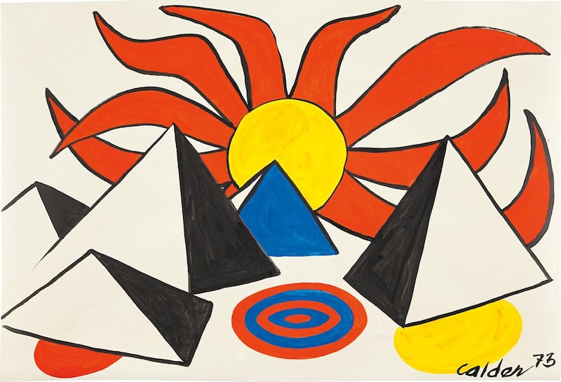 Alexander Calder, Composition (Pyramids and Sun on Target), 1973. Courtesy Omer Tiroche Gallery