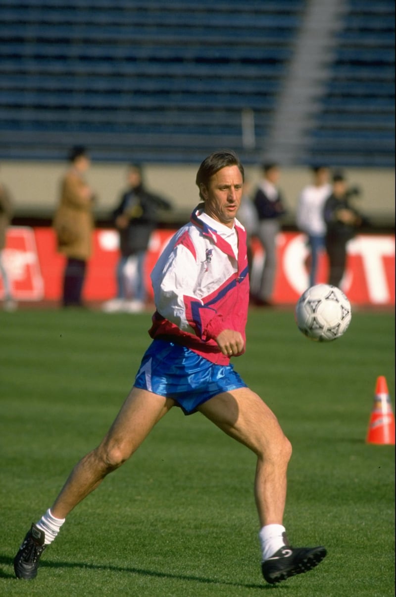12 Dec 1992:  Barcelona Coach Johan Cruyff in action during a training \ session. \ Mandatory Credit: Shaun  Botterill/Allsport