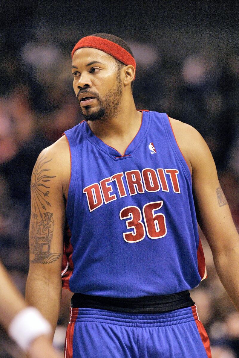 DALLAS - DECEMBER 7:  Rasheed Wallace #36 of the Detroit Pistons stands on the court during the NBA game against the Dallas Mavericks at American Airlines Center on December 7, 2006 in Dallas, Texas. NOTE TO USER: User expressly acknowledges and agrees that, by downloading and or using this photograph, User is consenting to the terms and conditions of the Getty Images License Agreement. (Photo by Ronald Martinez/Getty Images)