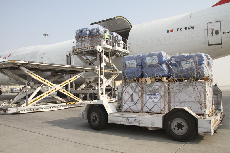 Aid was flown from Dubai to flood-devastated Libya on Tuesday afternoon. Photo: Dubai Media Office