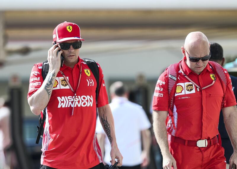 Abu Dhabi, U.A.E., November 22, 2018.  
 AUH F1.  Headshots.--  Kimi Raikkonen of Ferrari.
Victor Besa / The National
Section:  NA
Reporter:
