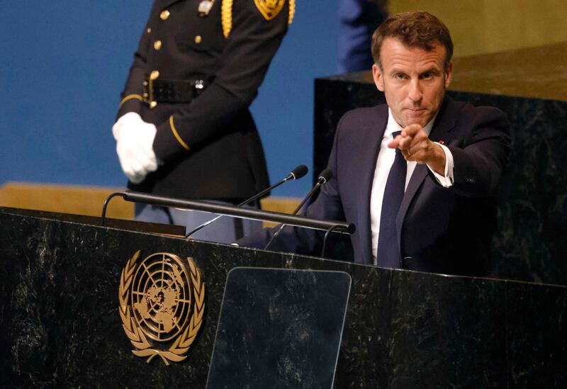 French President Emmanuel Macron denounces pro-Moscow separatists' plans for referendums in Ukraine. AFP