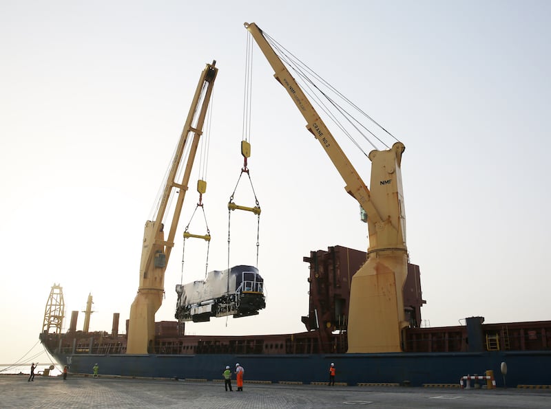 Etihad Rail's new locomotive fleet is delivered. Photo: Etihad Rail