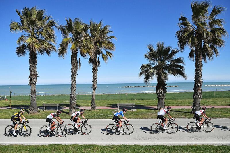 The peloton during Stage 6 of the Tirreno-Adriatico race on Monday, March 15. AP