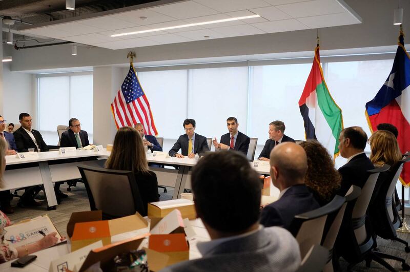 The delegation of senior officials and business leaders, led by Dr Thani Al Zeyoudi, held several meetings in Texas. Photo: UAE Ministry of Economy